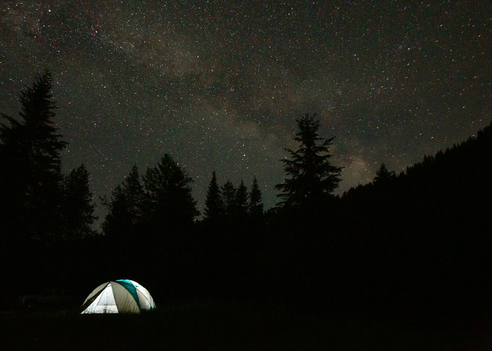 White dome tent under starry night
