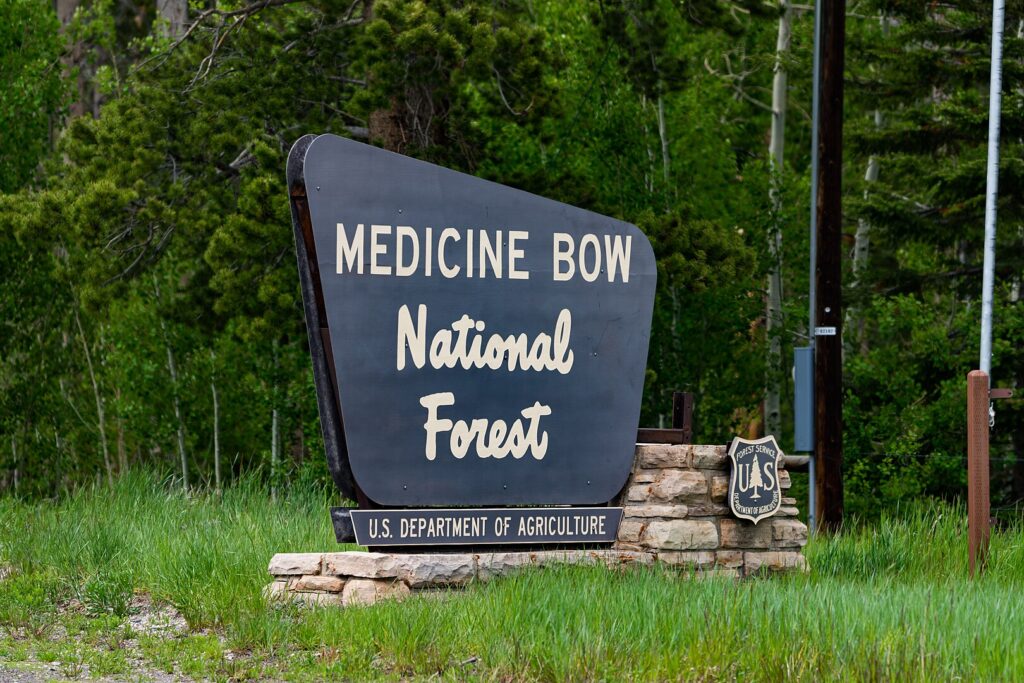 Signage for the Medicine Bow National Forest in Wyoming