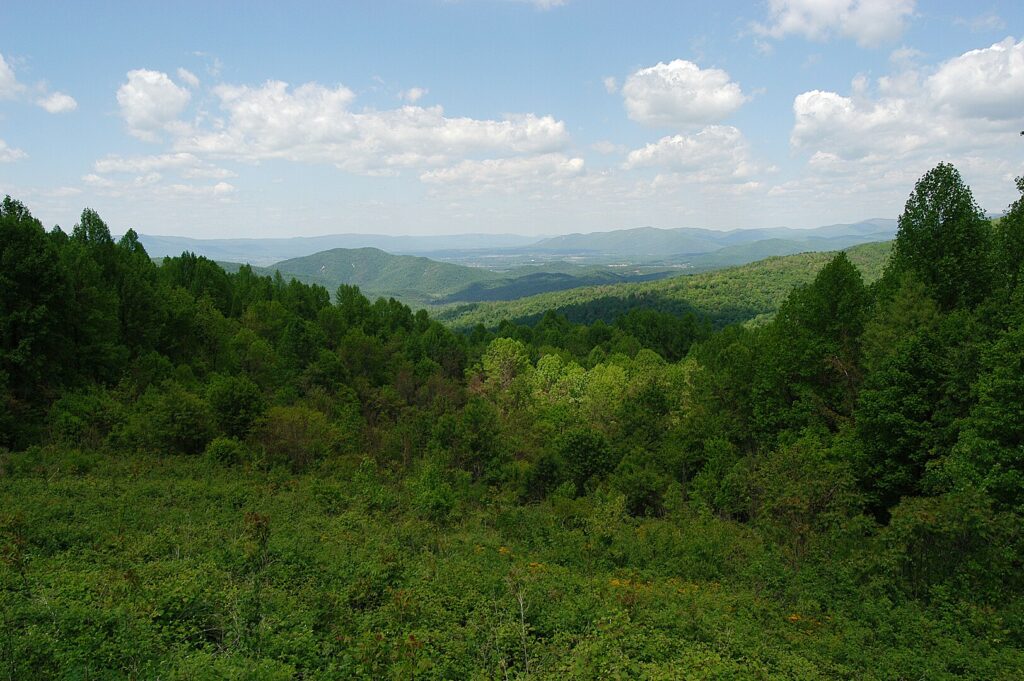 The view from Eaton Hollow Overlook on Skyline Drive in Shenandoah National Park