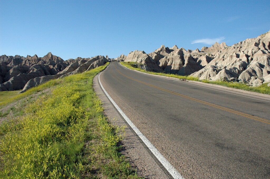 Looking up Badlands Loop Road near Toadstool Rock, Badlands National Park, 2009