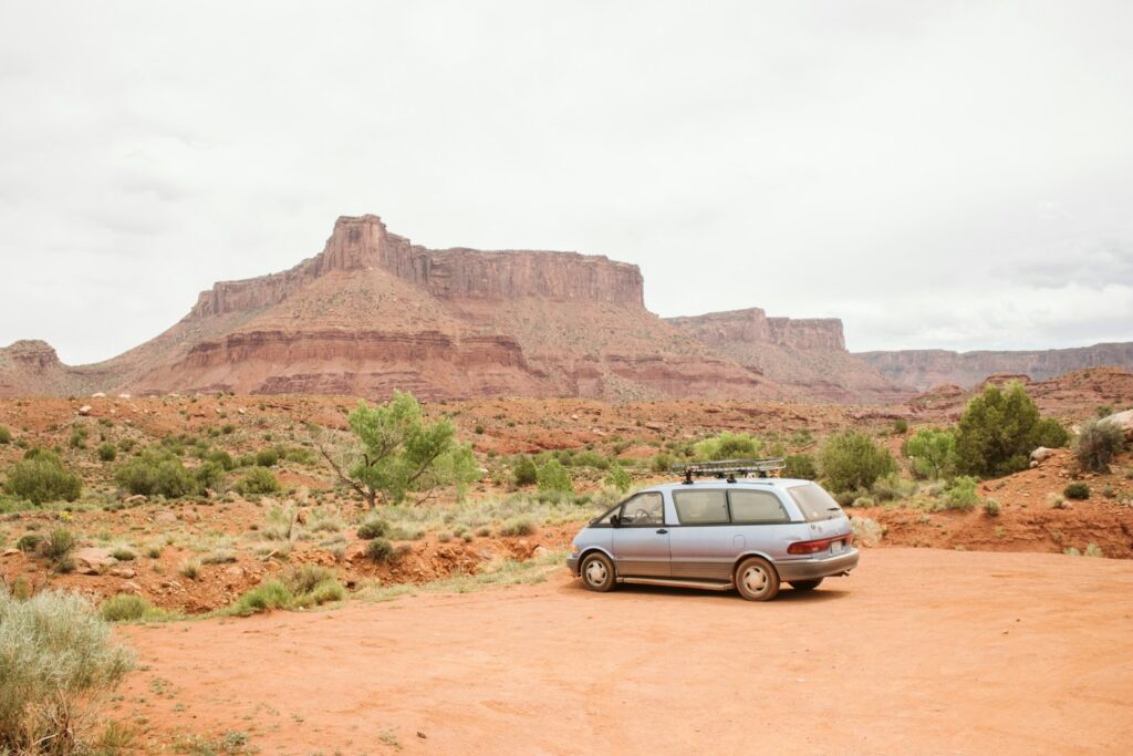a car parked in a desert