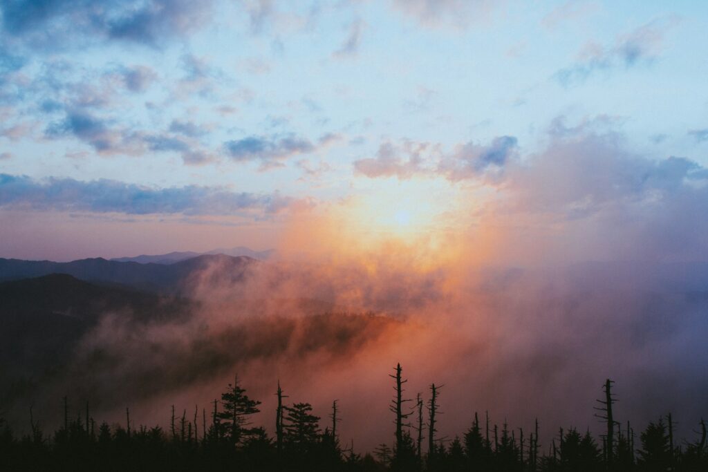 Sun with clouds and fogs