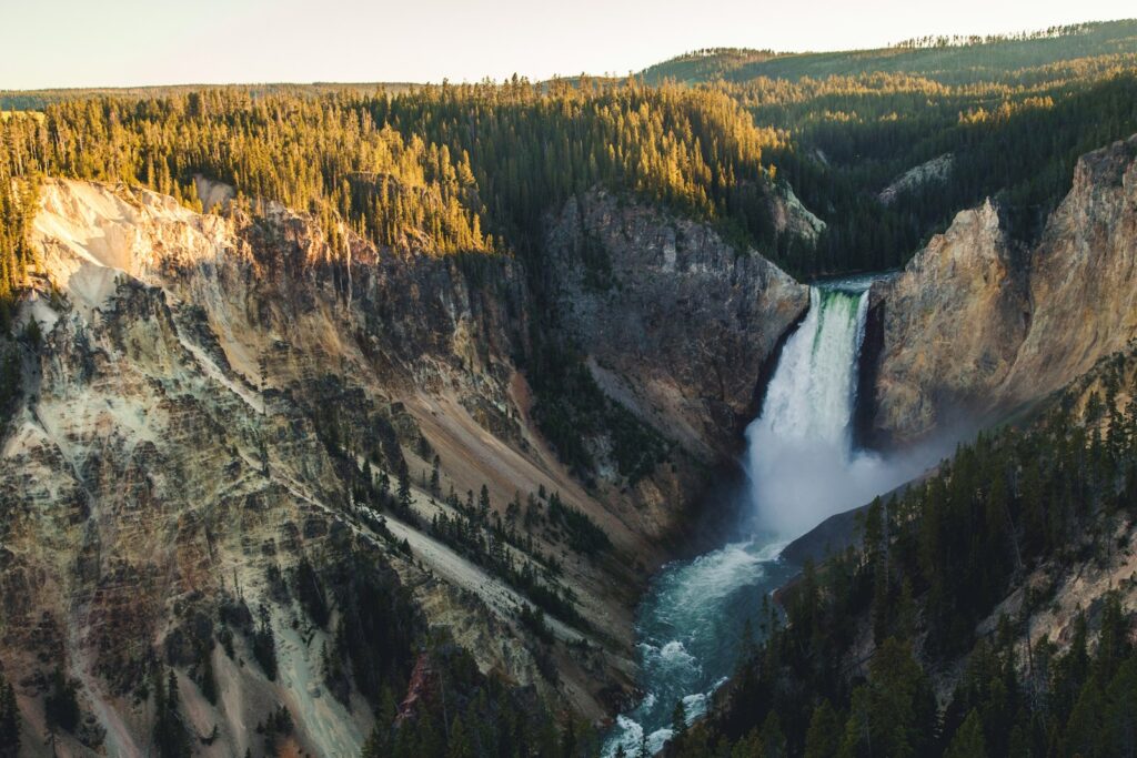 Aerial photography of waterfalls