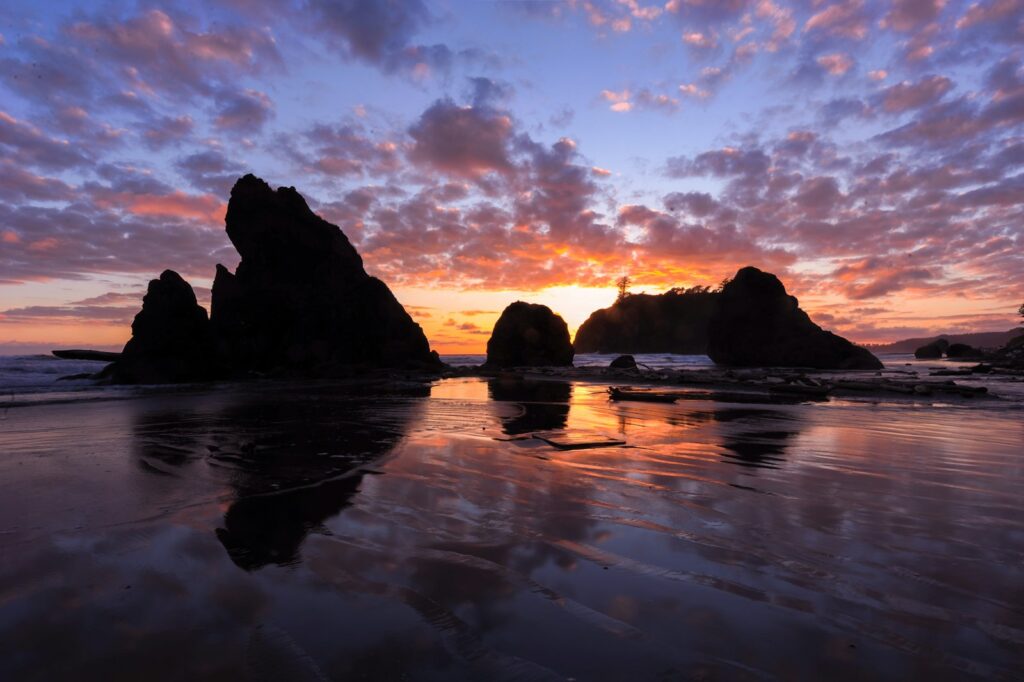 Rock formation on body of water