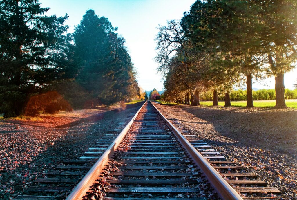 brown metal railroad