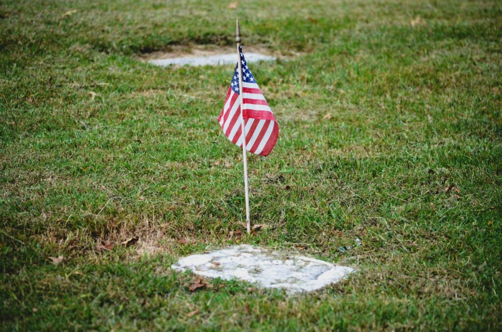 Us a flag on gray concrete