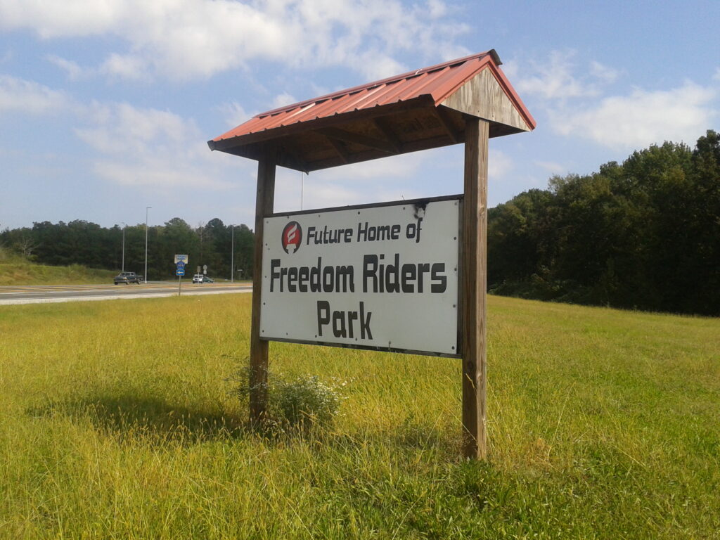 Sign designating future Freedom Riders National Monument
