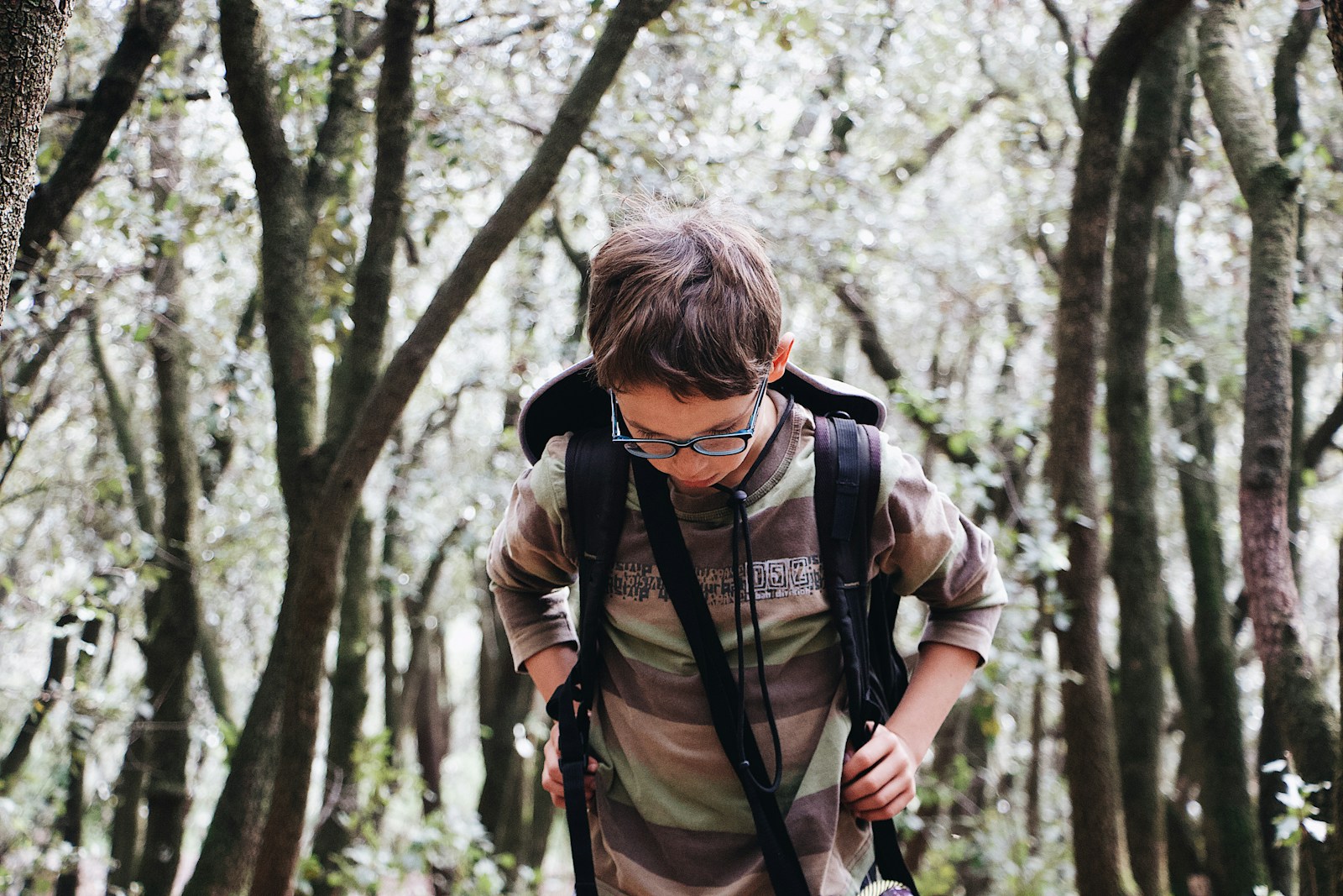 Shallow focus photo of boy in brown long-sleeved shirt.