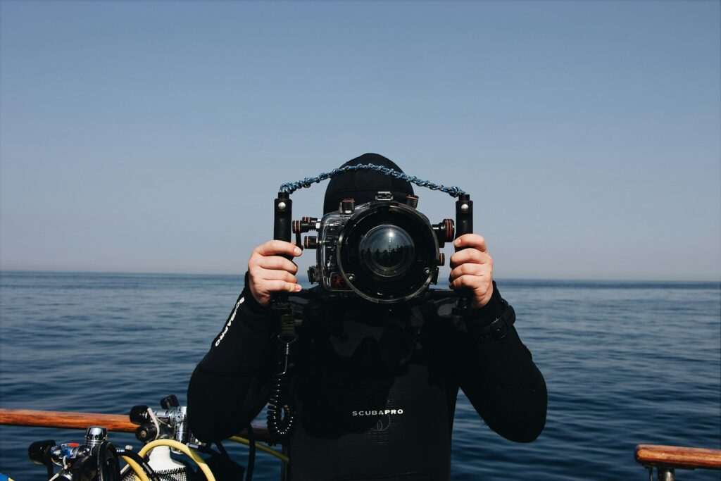 Person holding camera.