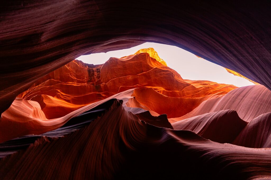A view of the inside of a cave